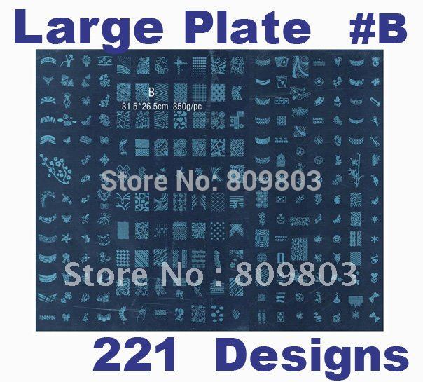 (221)   DIY  Ʈ    ø ٽ ÷Ʈ   B/221 Designs Large DIY Nail Art designing Stamp Stamping Template Stencils Plate Design to